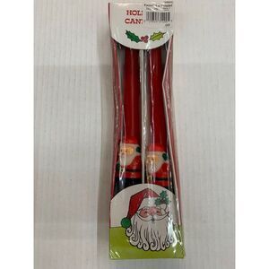Vintage Set of 2 10" Taper Christmas Santa Holiday Novelty Candles Sculpted